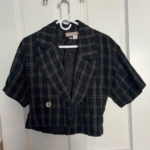 Cute Black and Brown Plaid Blazer